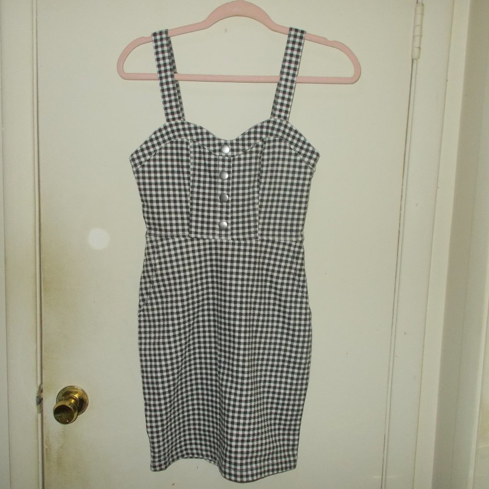 Rue 21 Gingham Denim Dress Black/White Size Extra Small